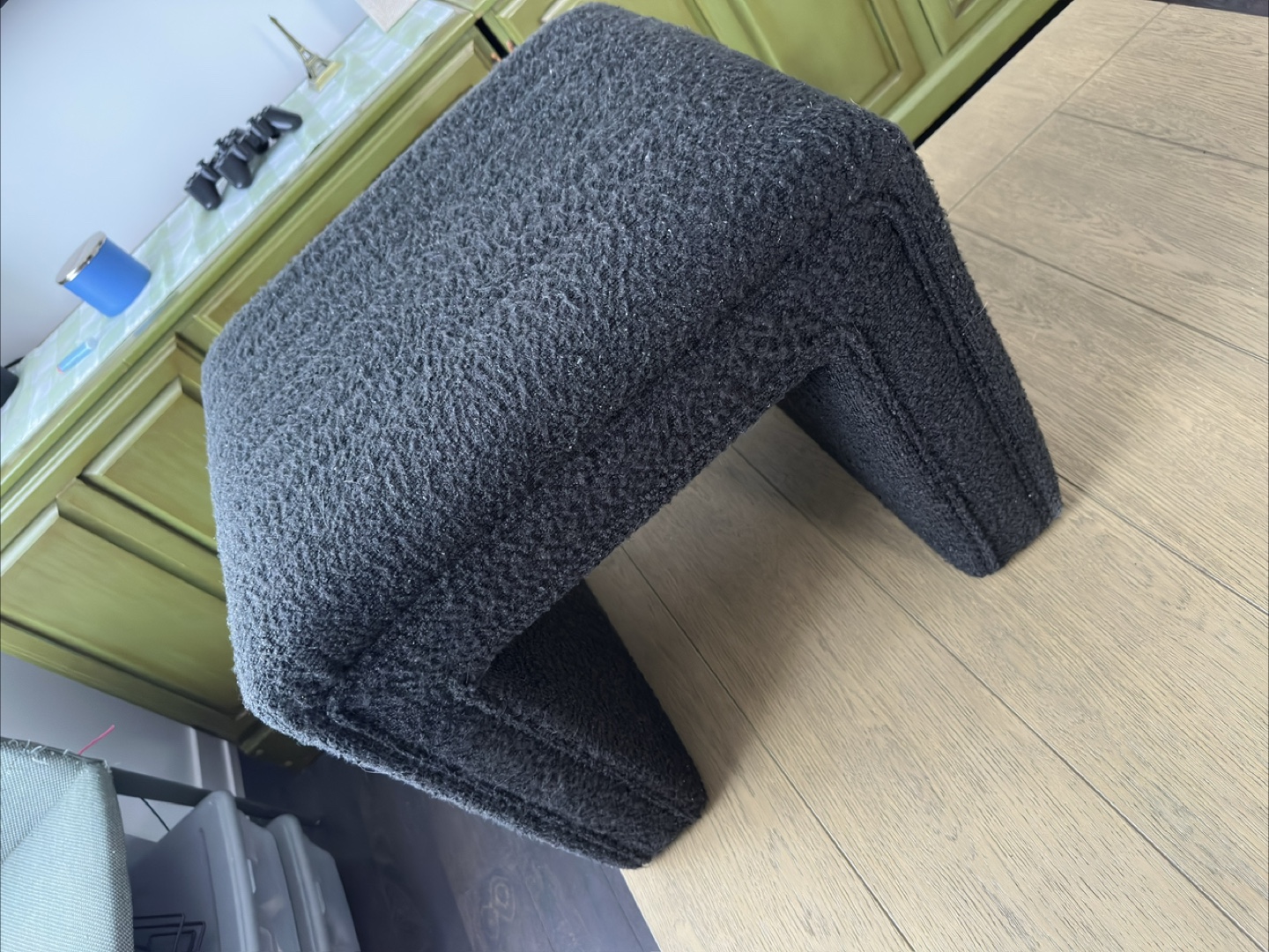 Stylish Charcoal Boucle Ottoman or Stool