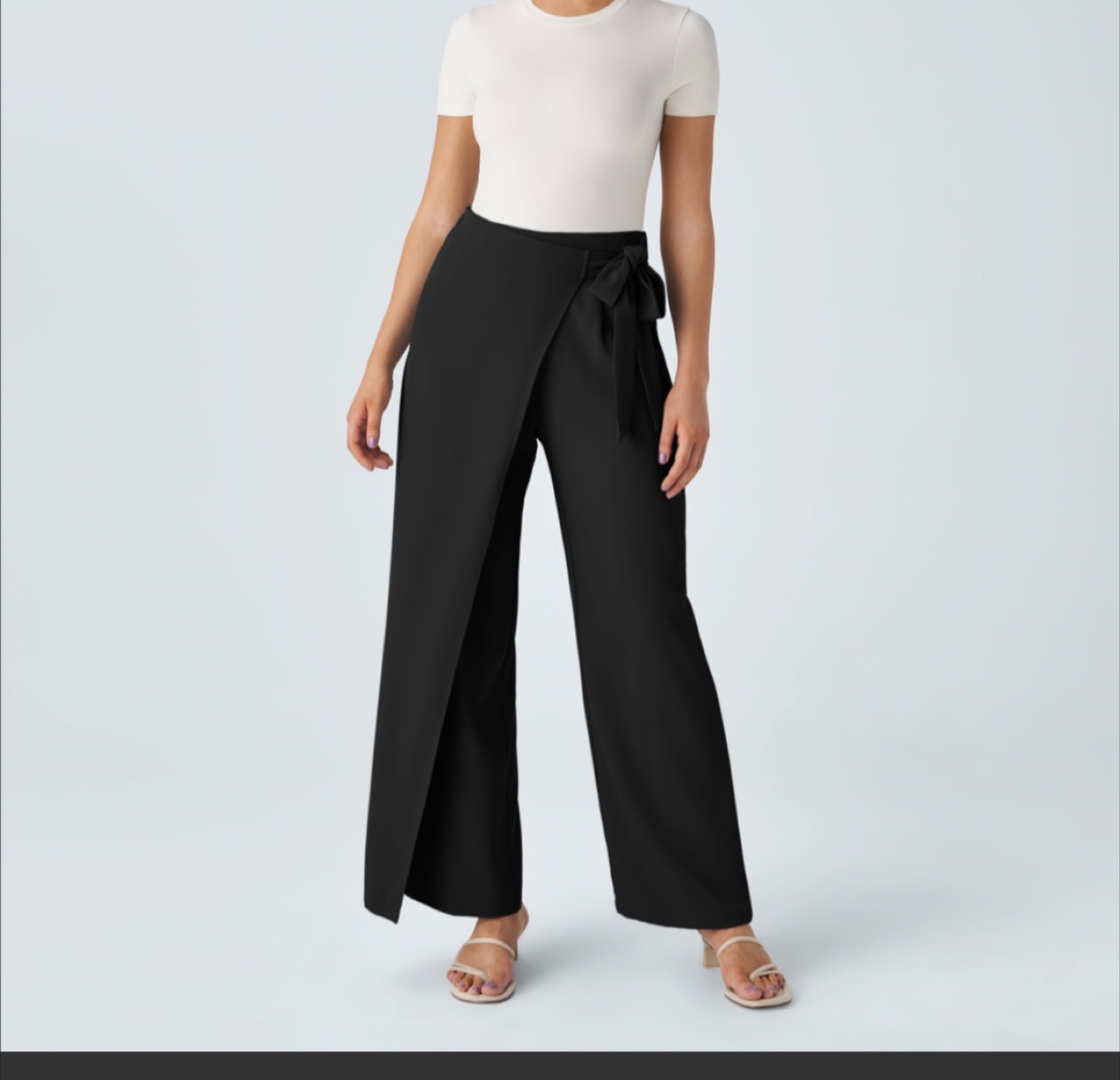 Halara Black Wrap Front Wide Leg Pants - Size M - photo 4