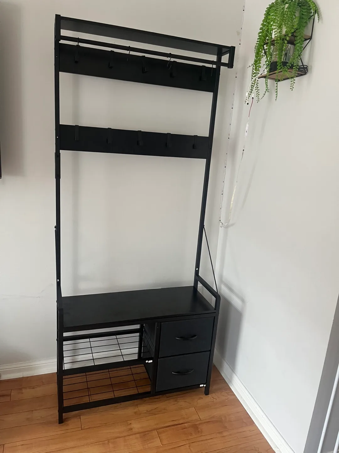 Hall Tree with Bench & Storage - Black thumbnail