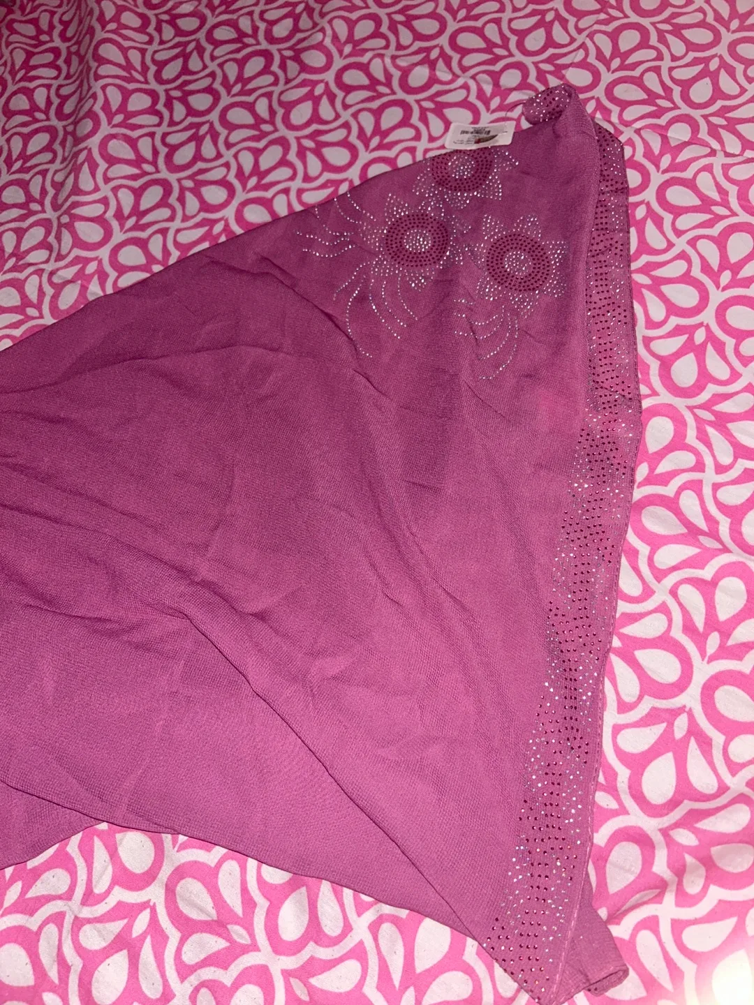 Mauve Colour Pink Embellished Scarf thumbnail