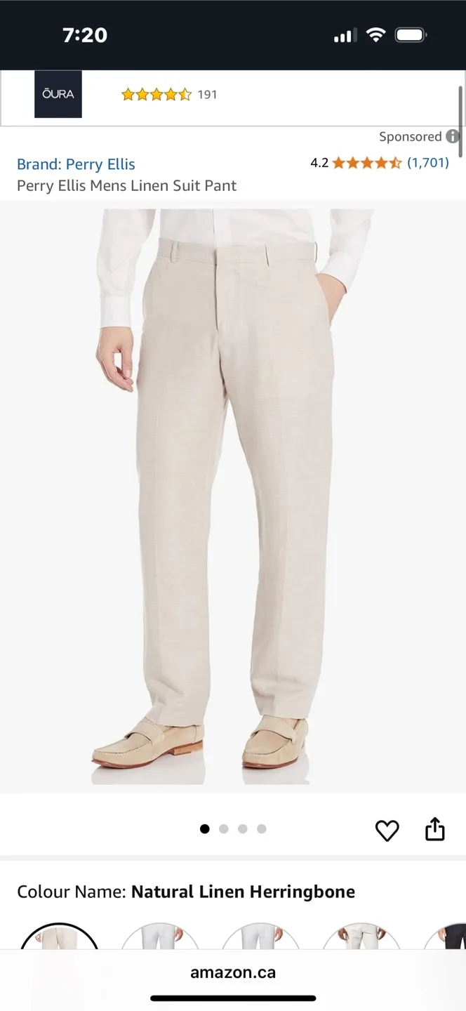 Perry Ellis Mens Linen Suit Pant 34W x 30L thumbnail