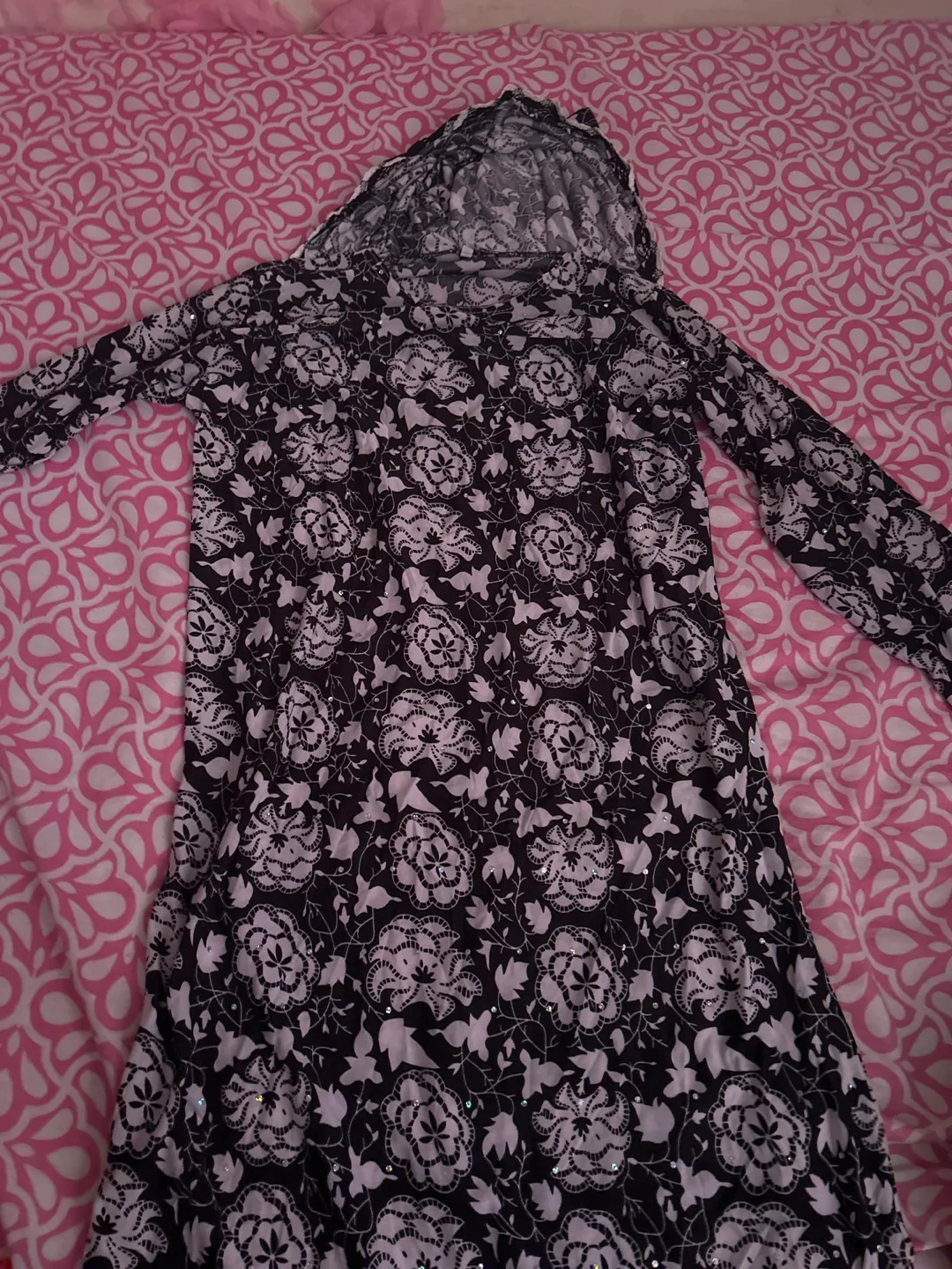 Floral dress with hijab attached to it thumbnail