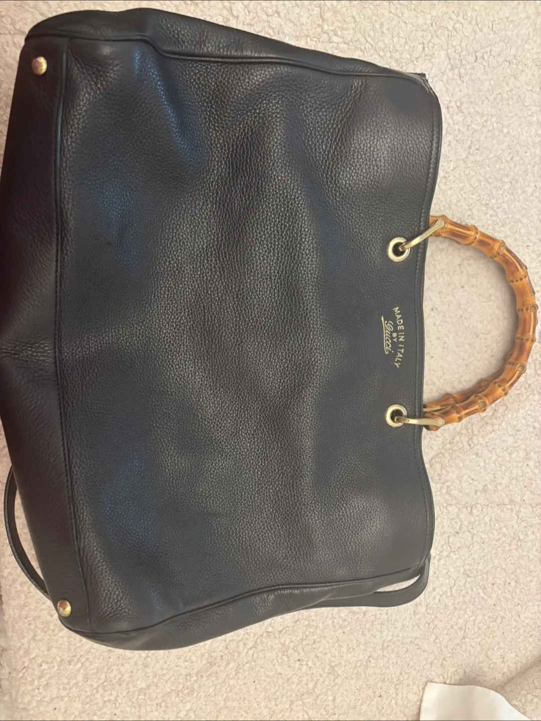 Gucci Bamboo Black Leather Tote Bag image indicator(6)