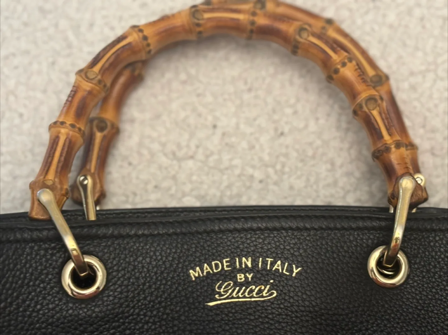 Gucci Bamboo Black Leather Tote Bag thumbnail