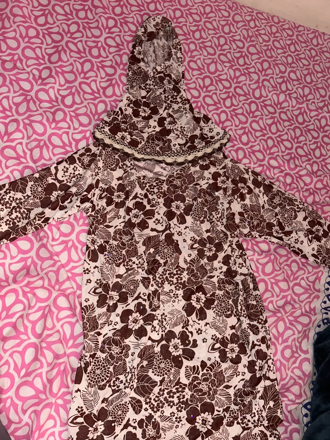 Floral Print Dress with attached hijab thumbnail