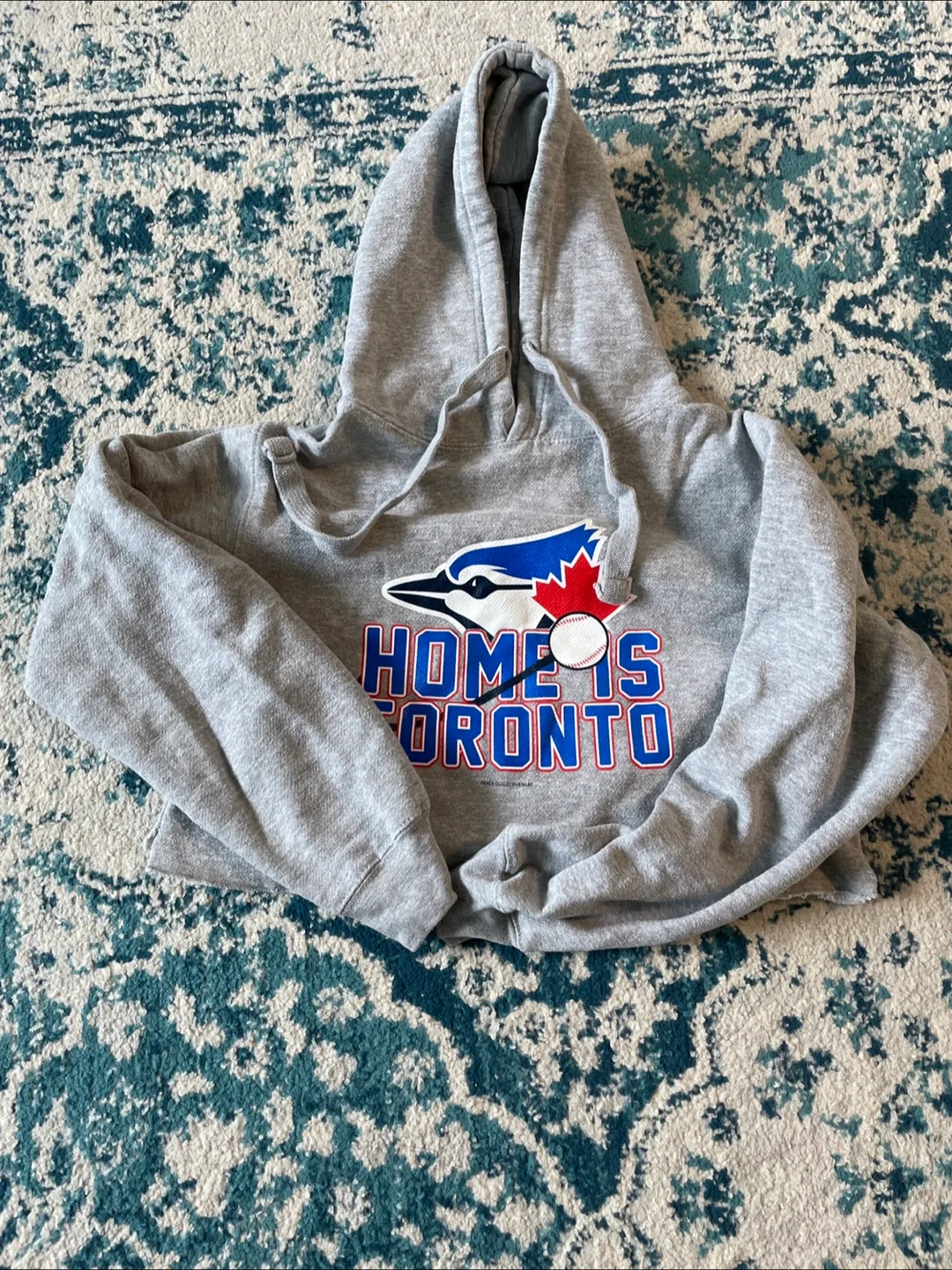 Toronto Blue Jays Cropped Grey Hoodie 🇨🇦 thumbnail