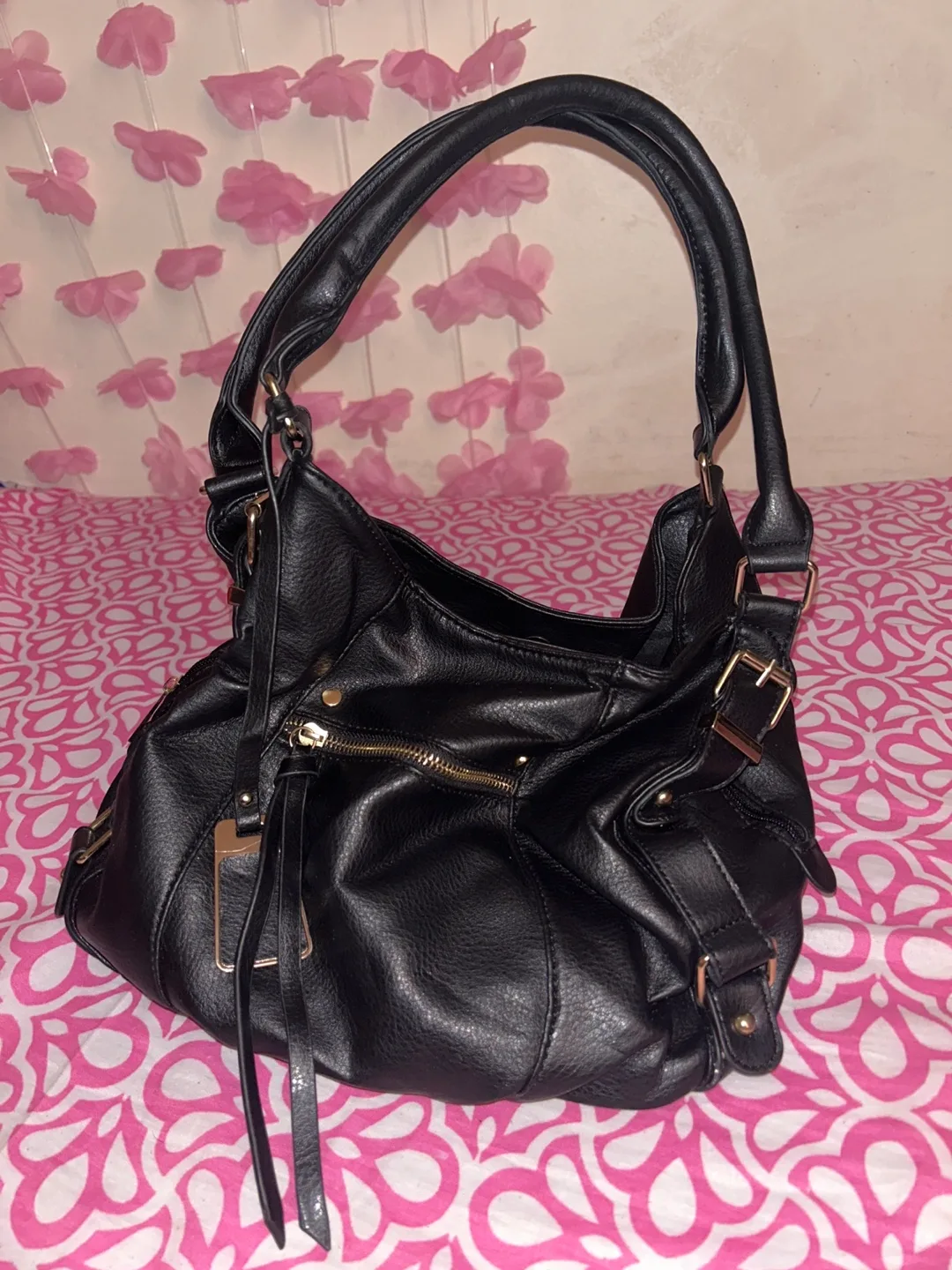 Black Leather Handbag Purse thumbnail