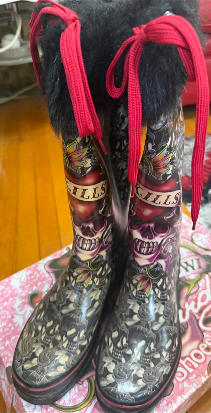 Ed Hardy Lulea Black Boots US 8 thumbnail