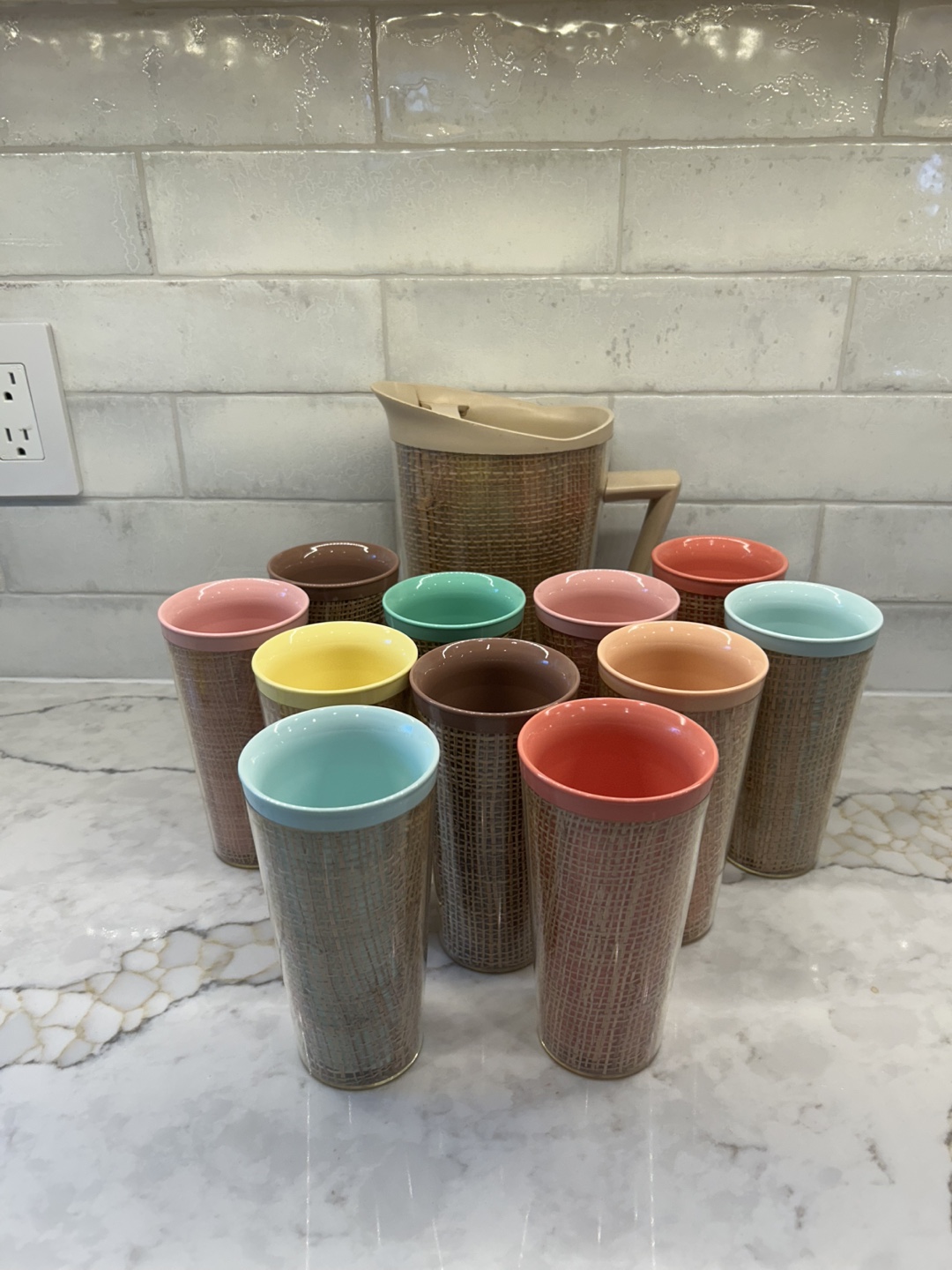 Vintage burlap raffia ware from the 1950’s /60’s