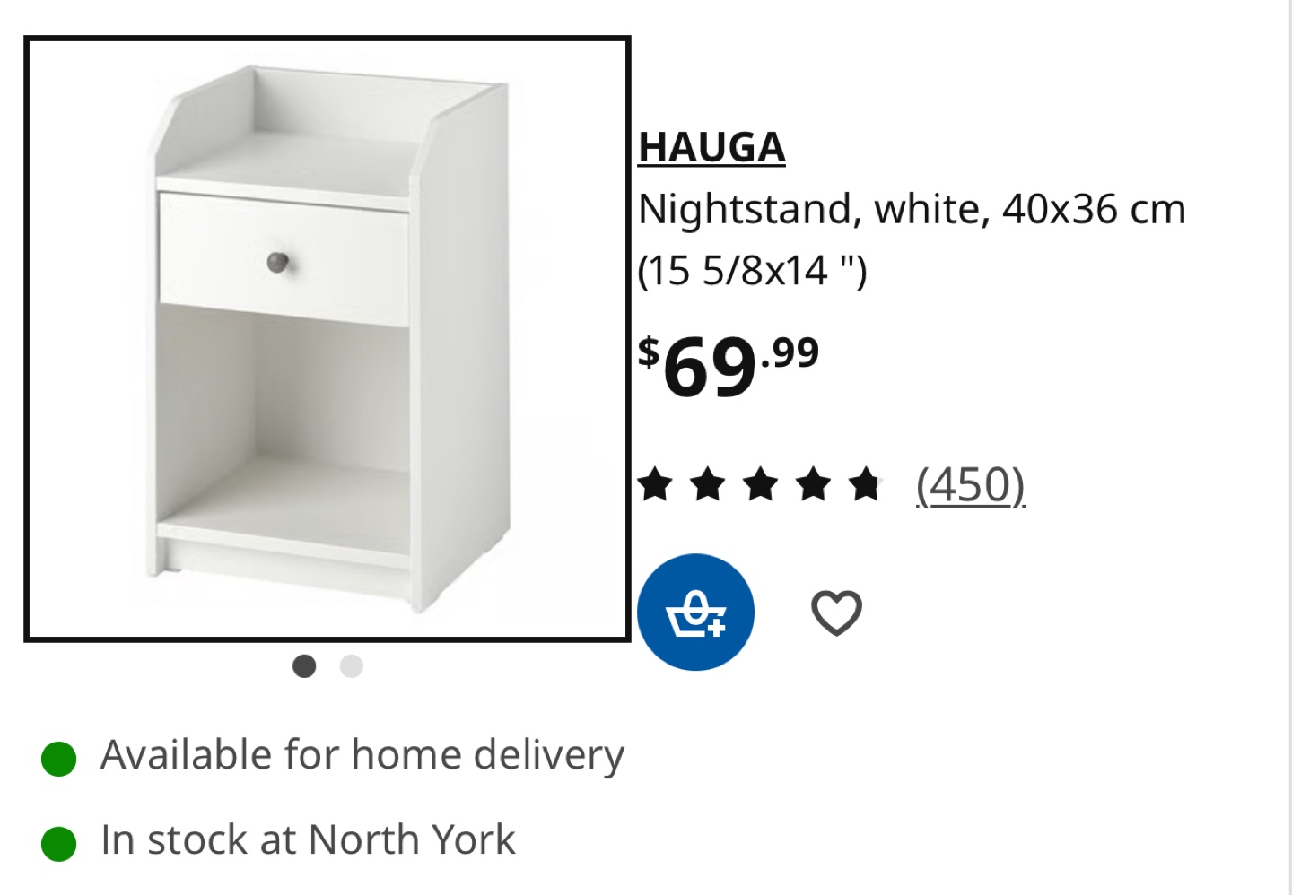 IKEA Hauga White Nightstand - Like New! - photo 4