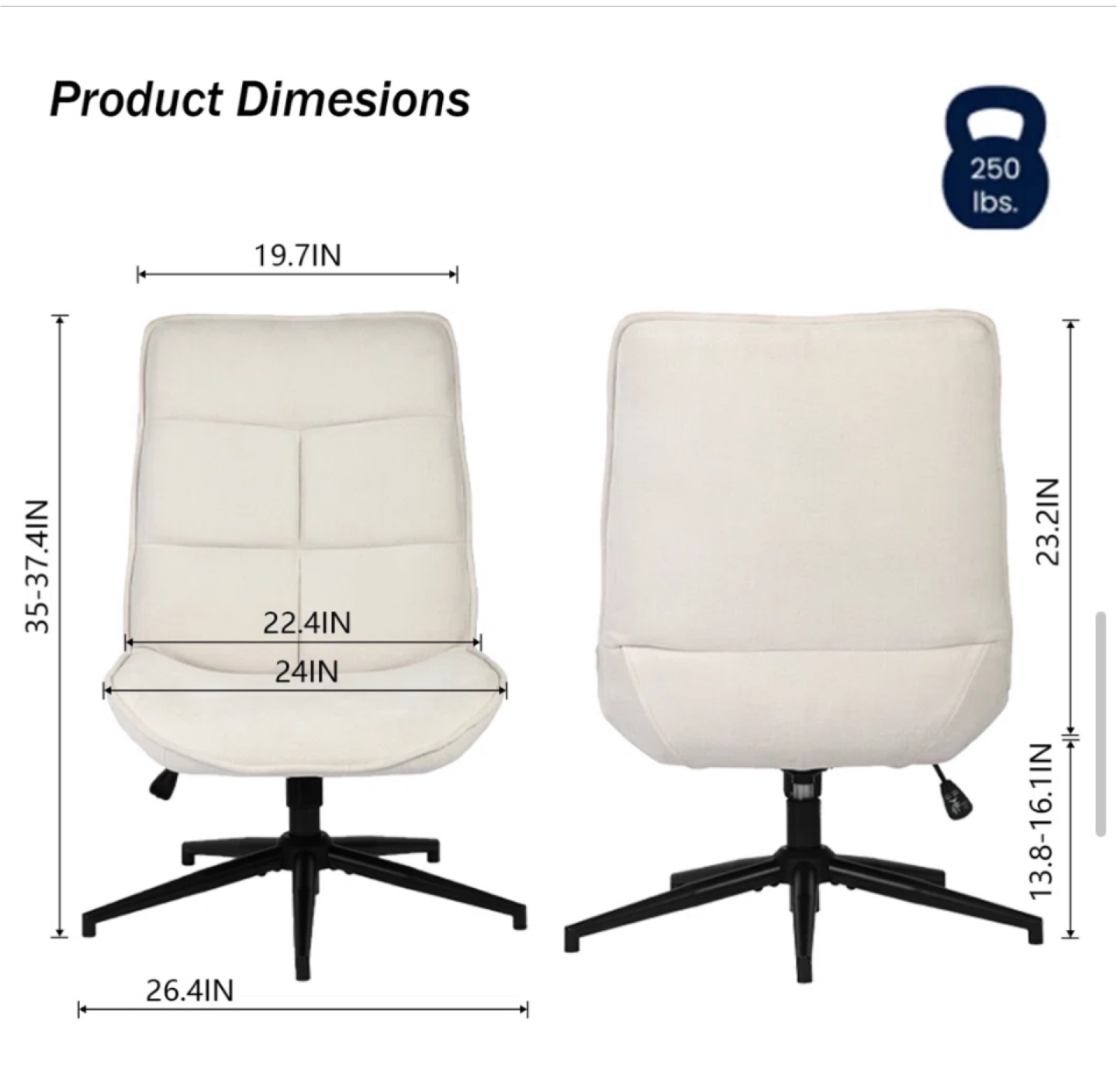 George Oliver Beige Swivel Desk Chair - photo 2