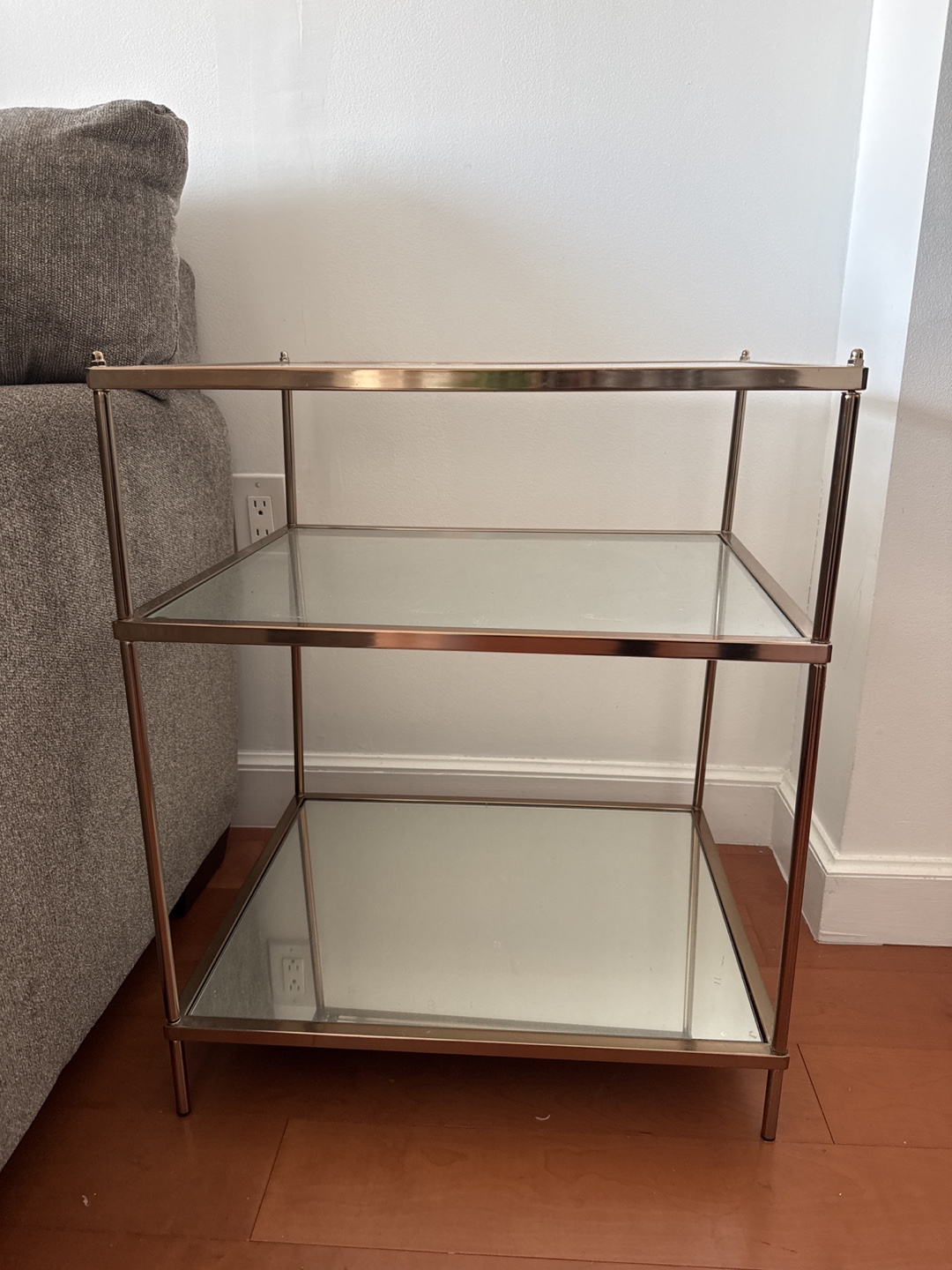 Gold Metal & Glass Side Table