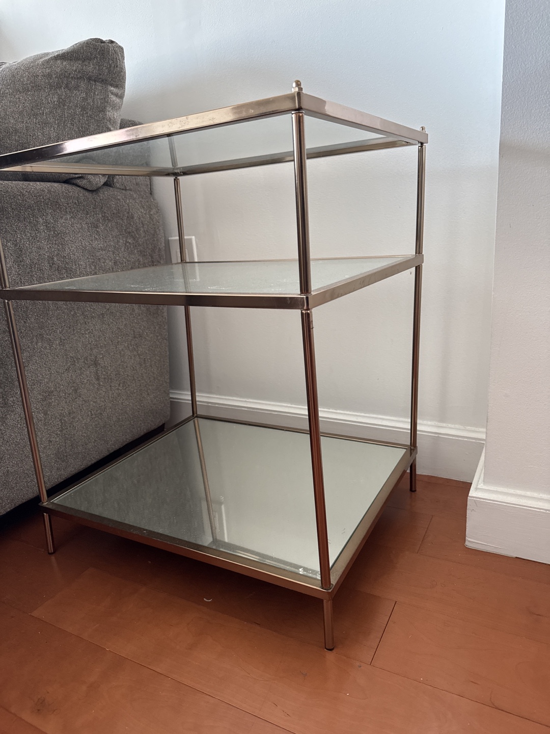 Gold Metal & Glass Side Table - photo 2