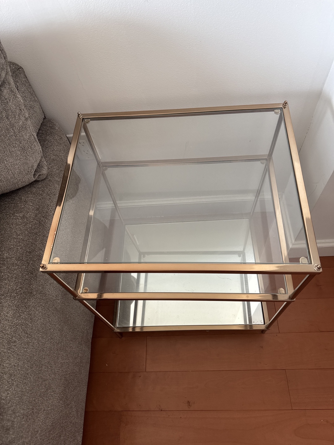 Gold Metal & Glass Side Table - photo 3
