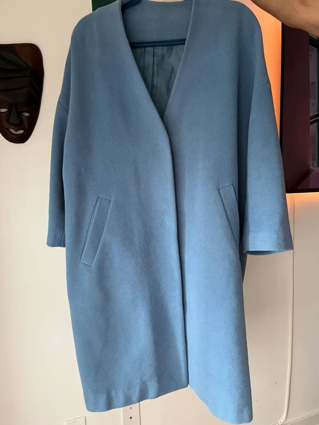 Blue Wool Blend Long Coat thumbnail
