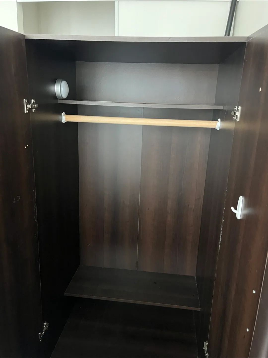 Solid Dark Brown wooden Wardrobe with Shelves thumbnail
