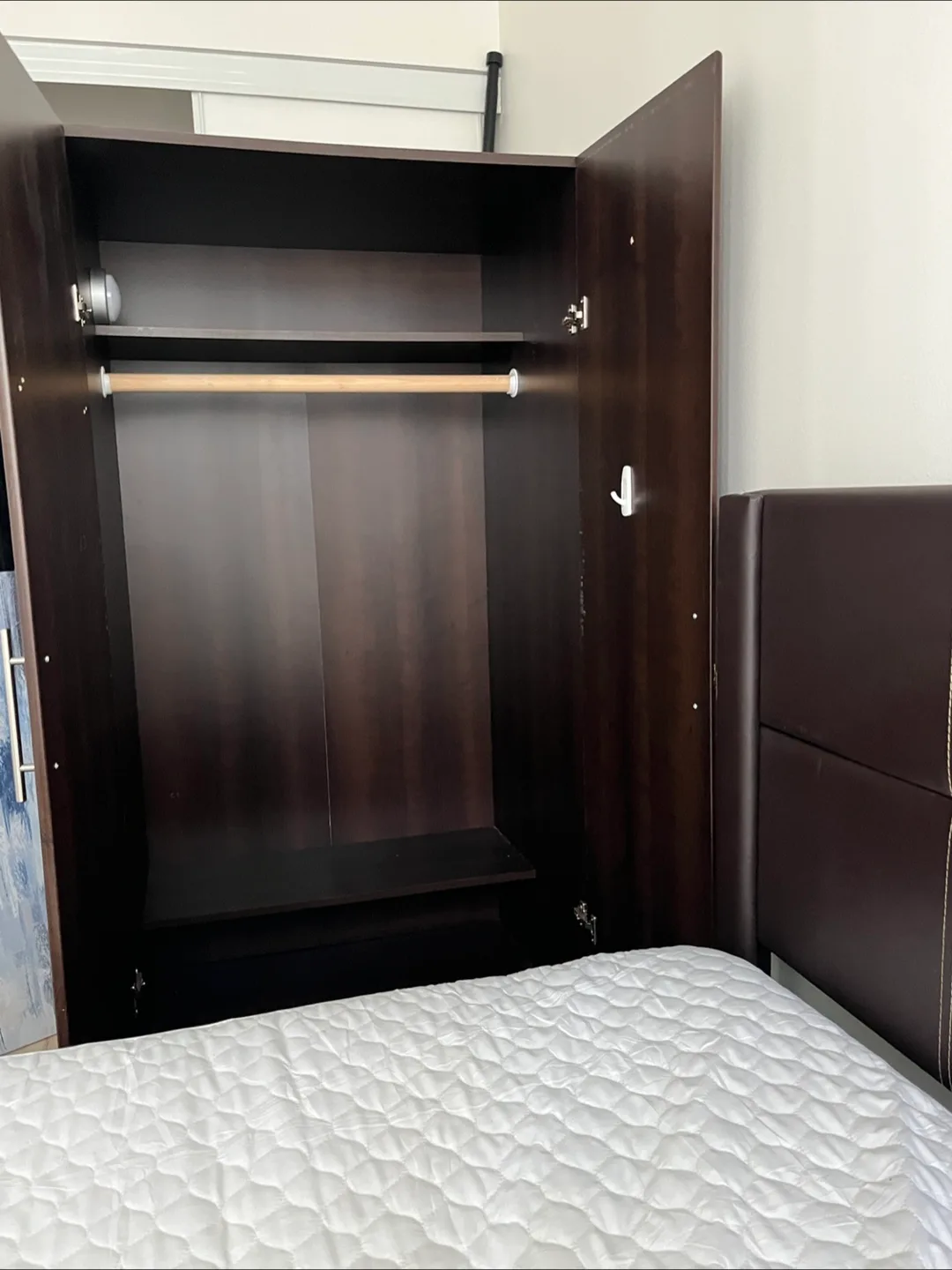 Solid Dark Brown wooden Wardrobe with Shelves image indicator(2)