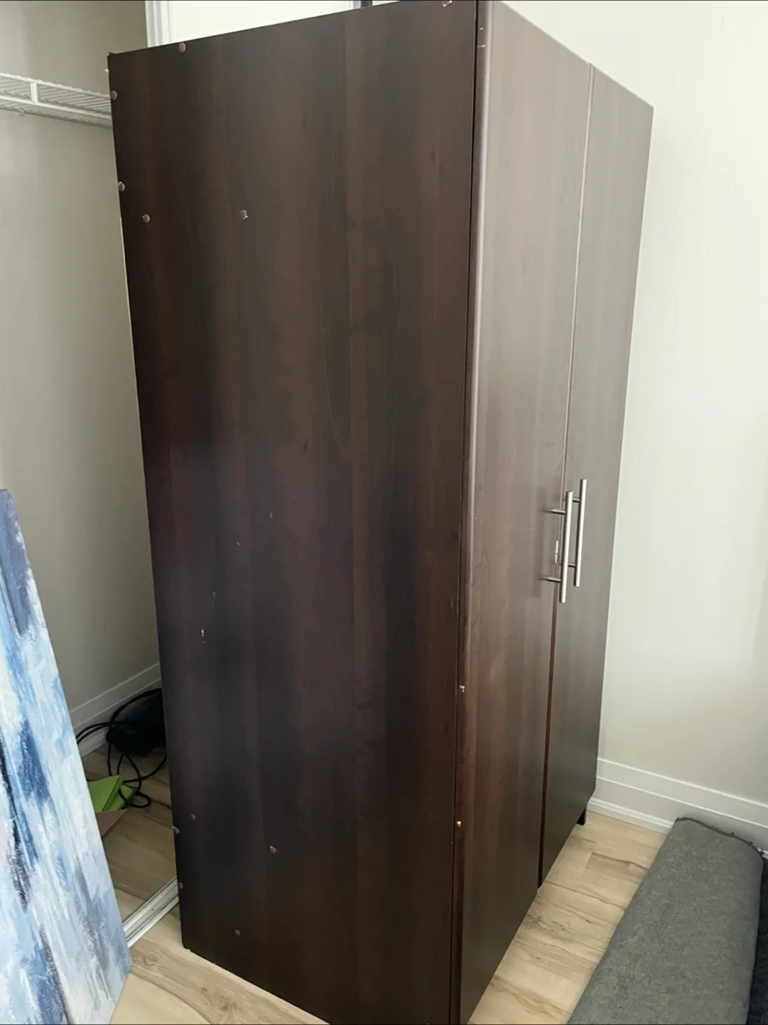 Solid Dark Brown wooden Wardrobe with Shelves image indicator(8)