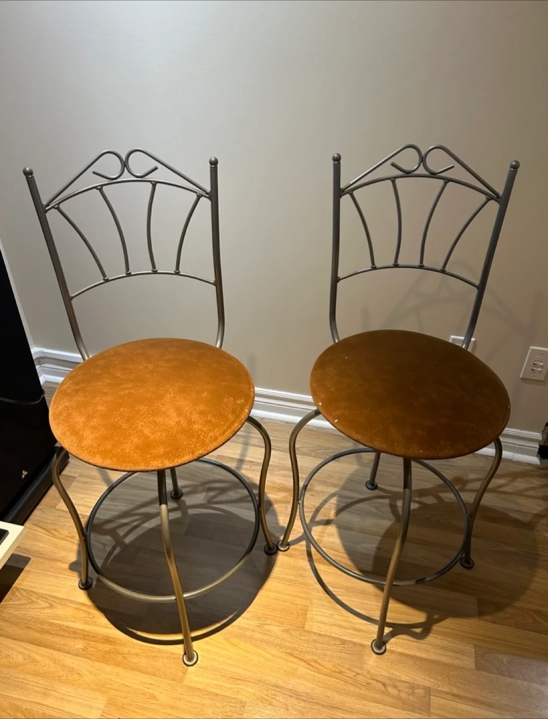 Set of 3 Bar Stools - Brown Upholstered Seats image indicator(2)