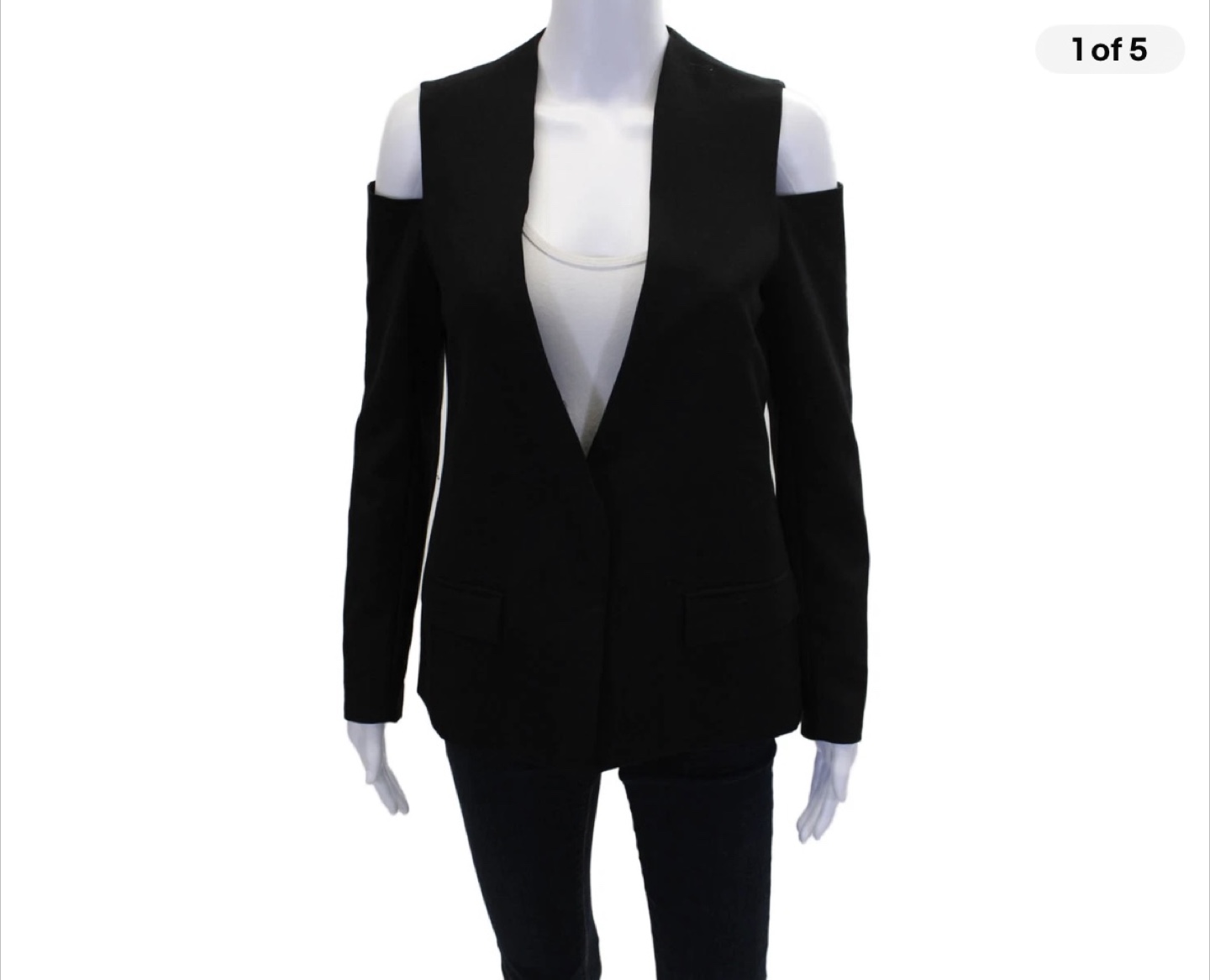 Saks Fifth Avenue Open Cut Shoulder Blazer Black XS