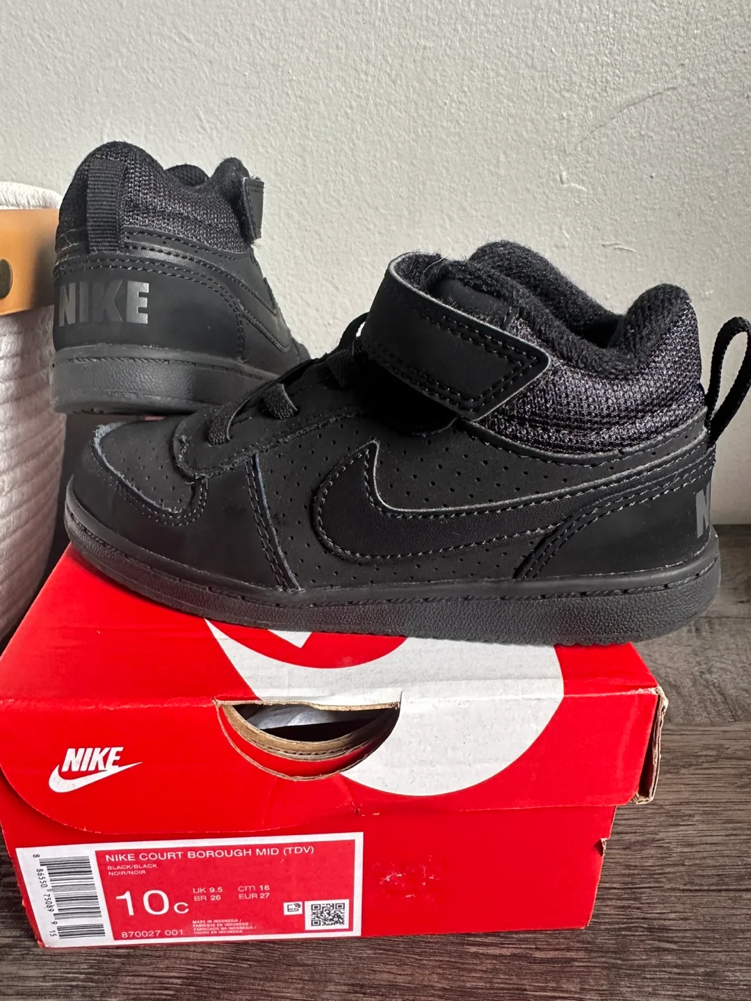 Nike Court Borough Mid (TDV) Black, Size 10C thumbnail
