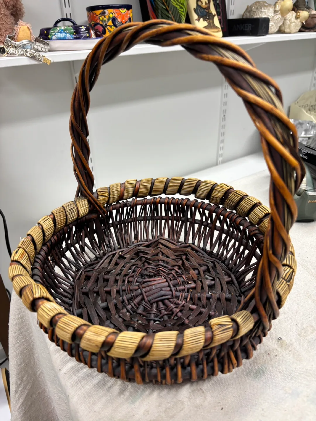 Wicker Basket with Handle thumbnail