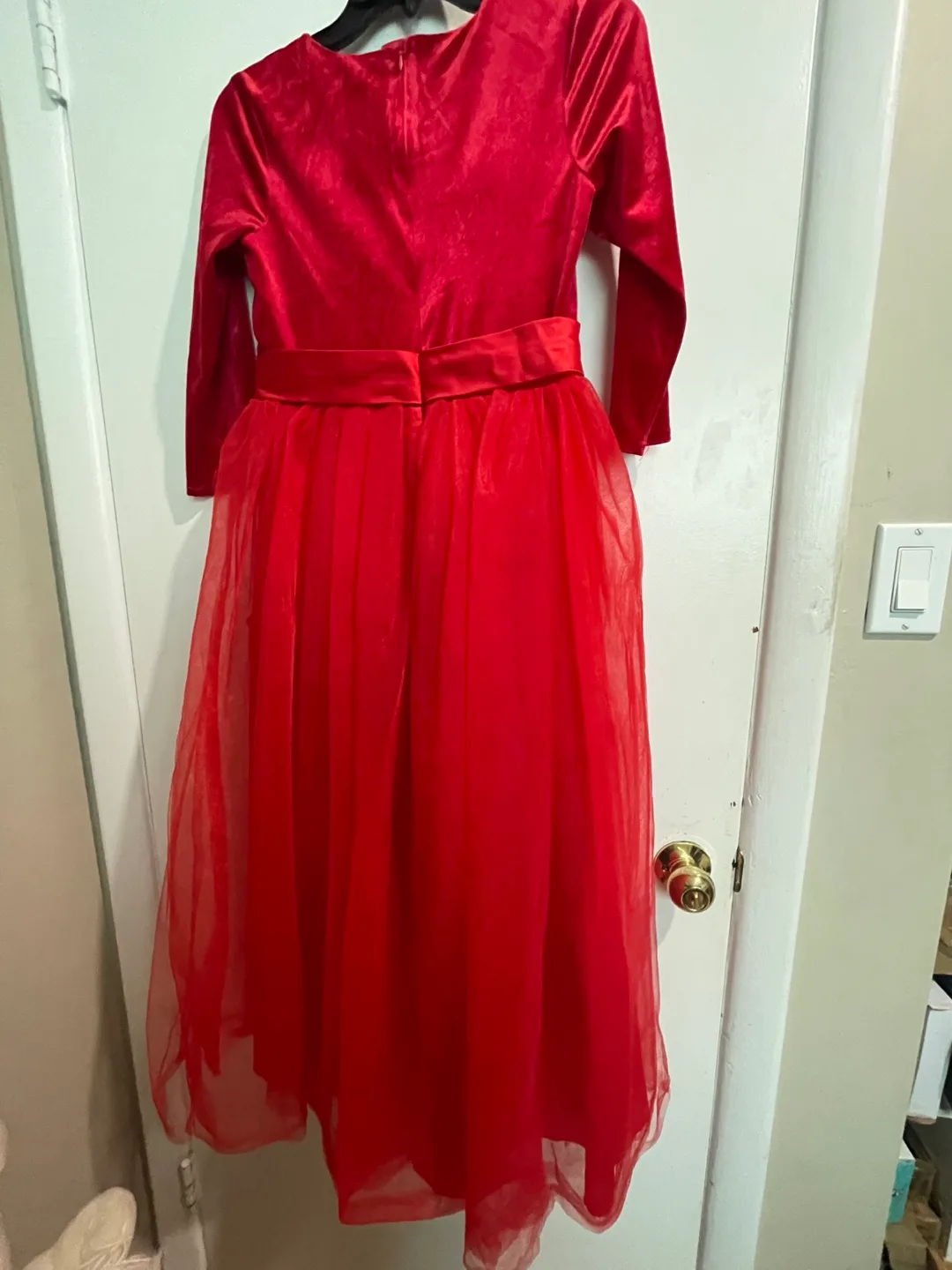 BRAND NEW Red Velvet & Tulle Girls' Dress thumbnail