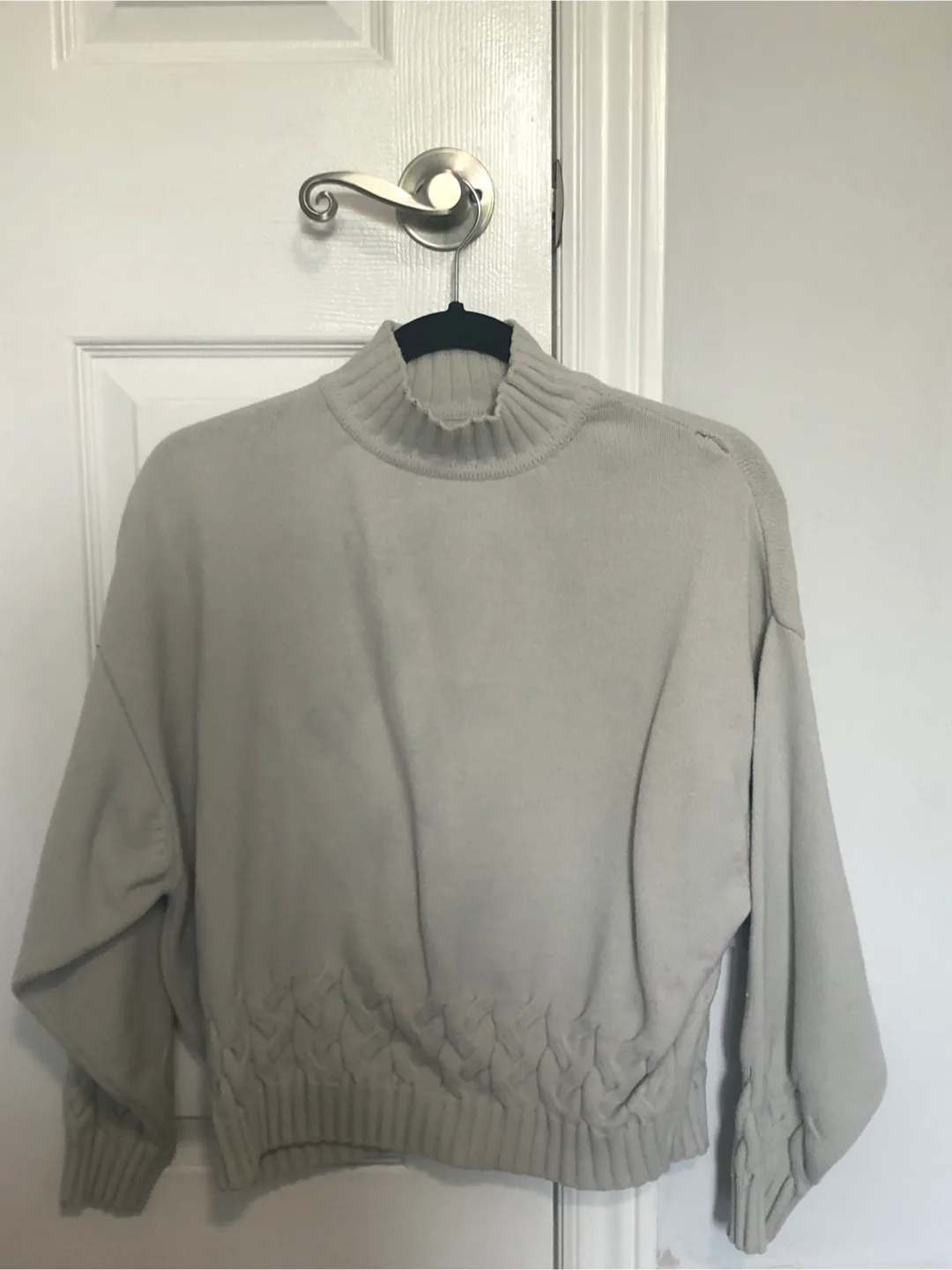 Beige Knit Mock Neck Sweater thumbnail