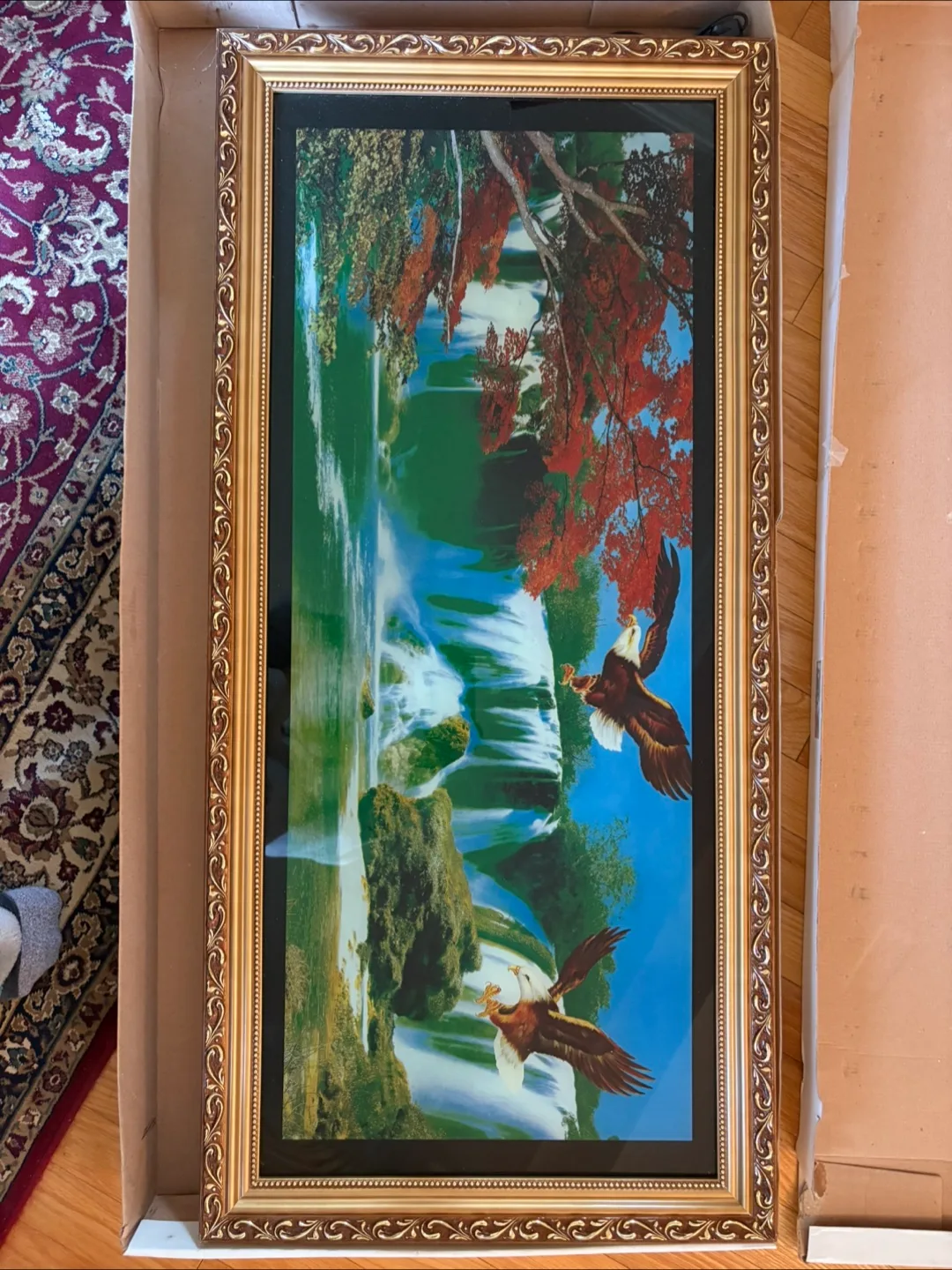 Beautiful nature scene with ornate gold frame thumbnail