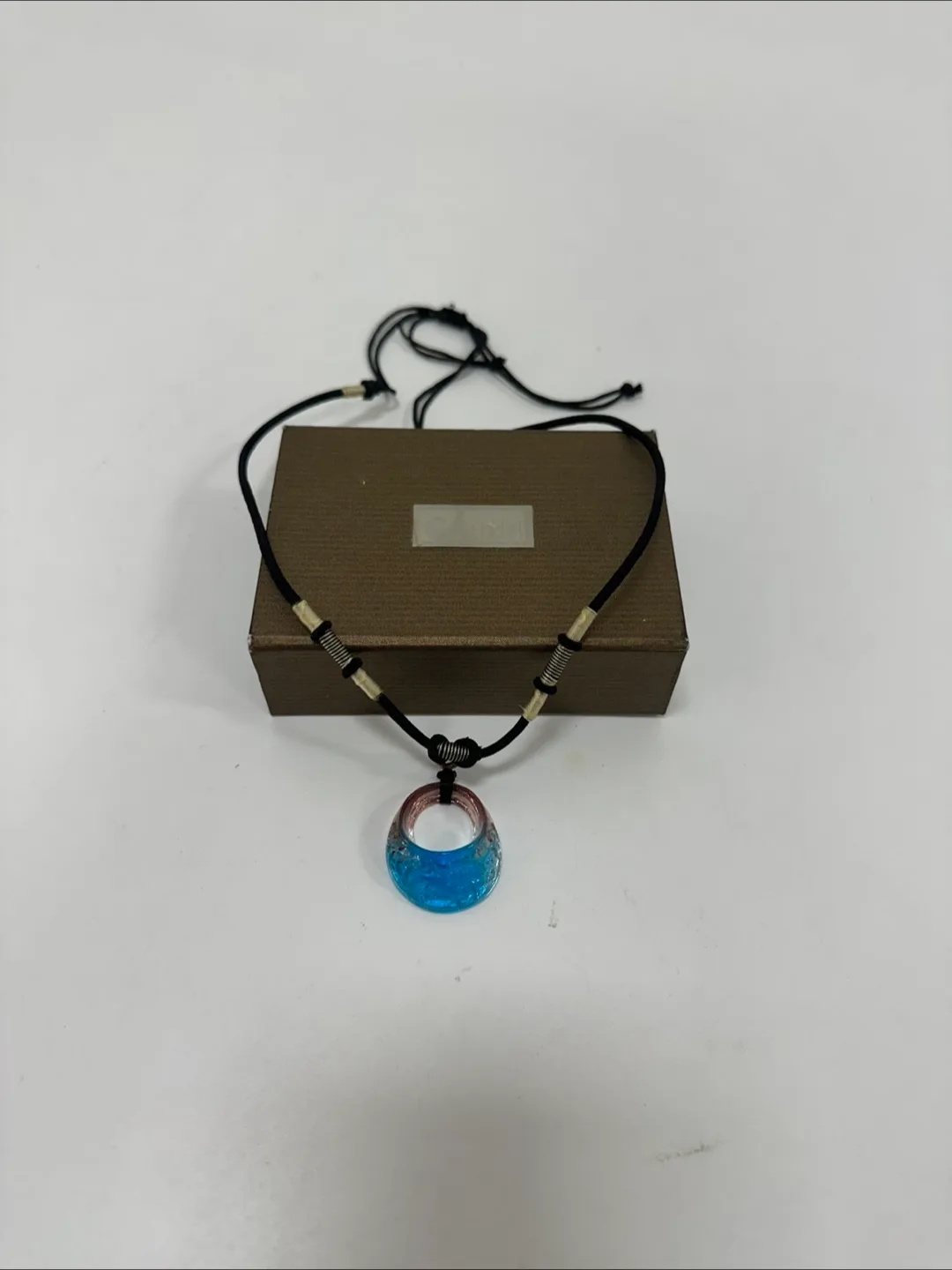 Handmade Blue Pendant Necklace with Box thumbnail