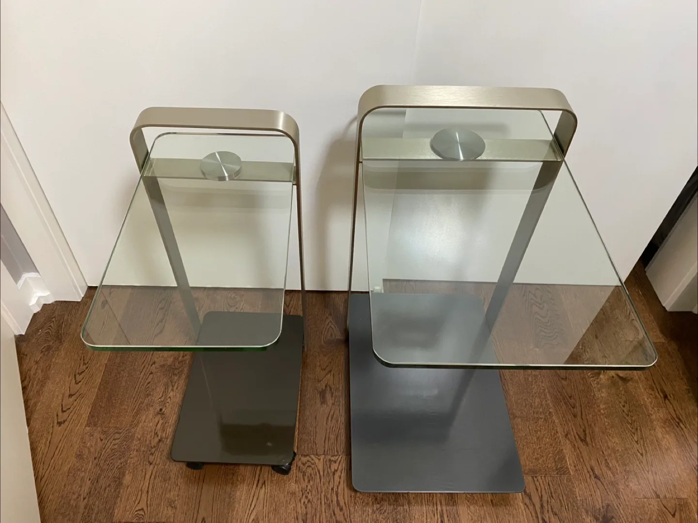 Set of Two Glass Top Side Tables thumbnail