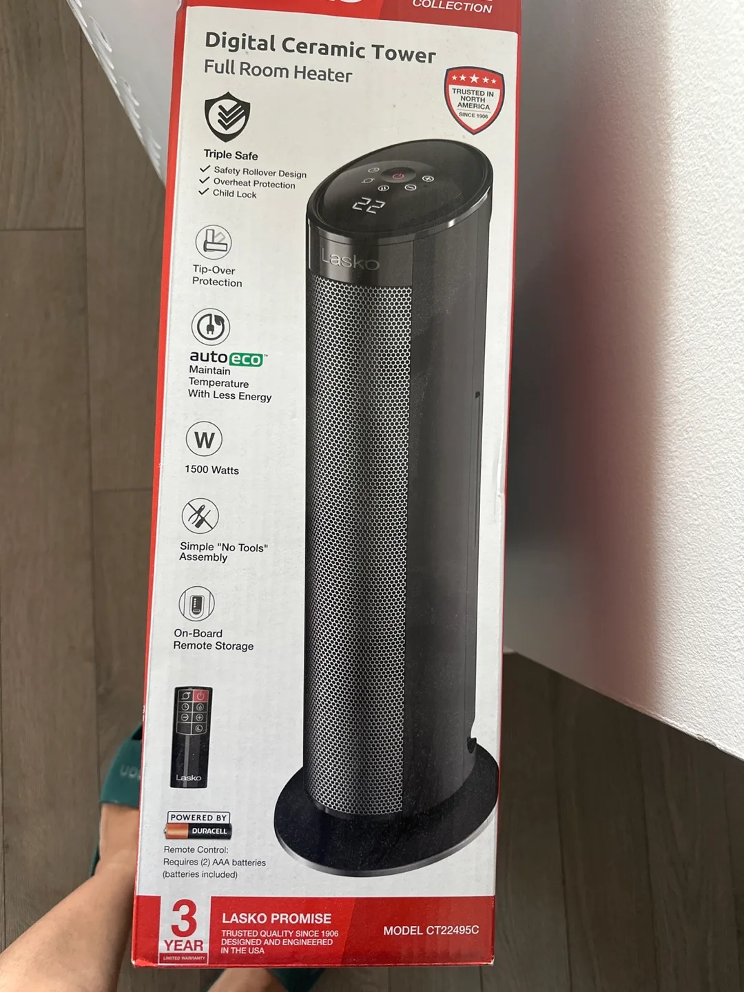 Lasko Digital Ceramic Tower Full Room Heater CT22495C thumbnail