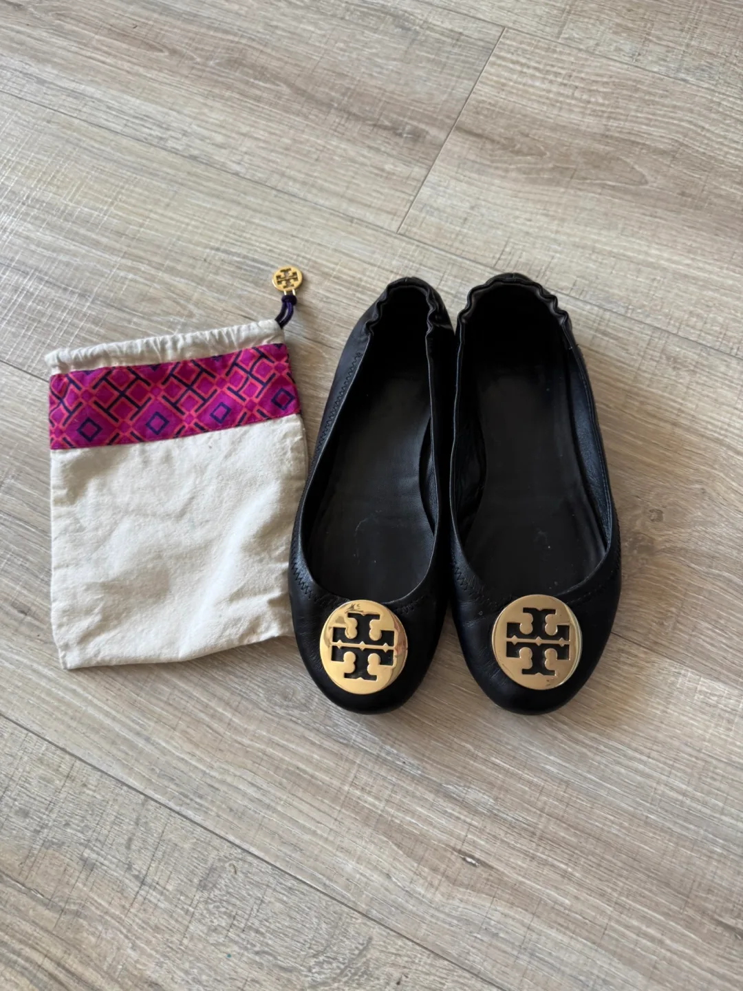 Tory Burch Black Leather Ballet Flats thumbnail