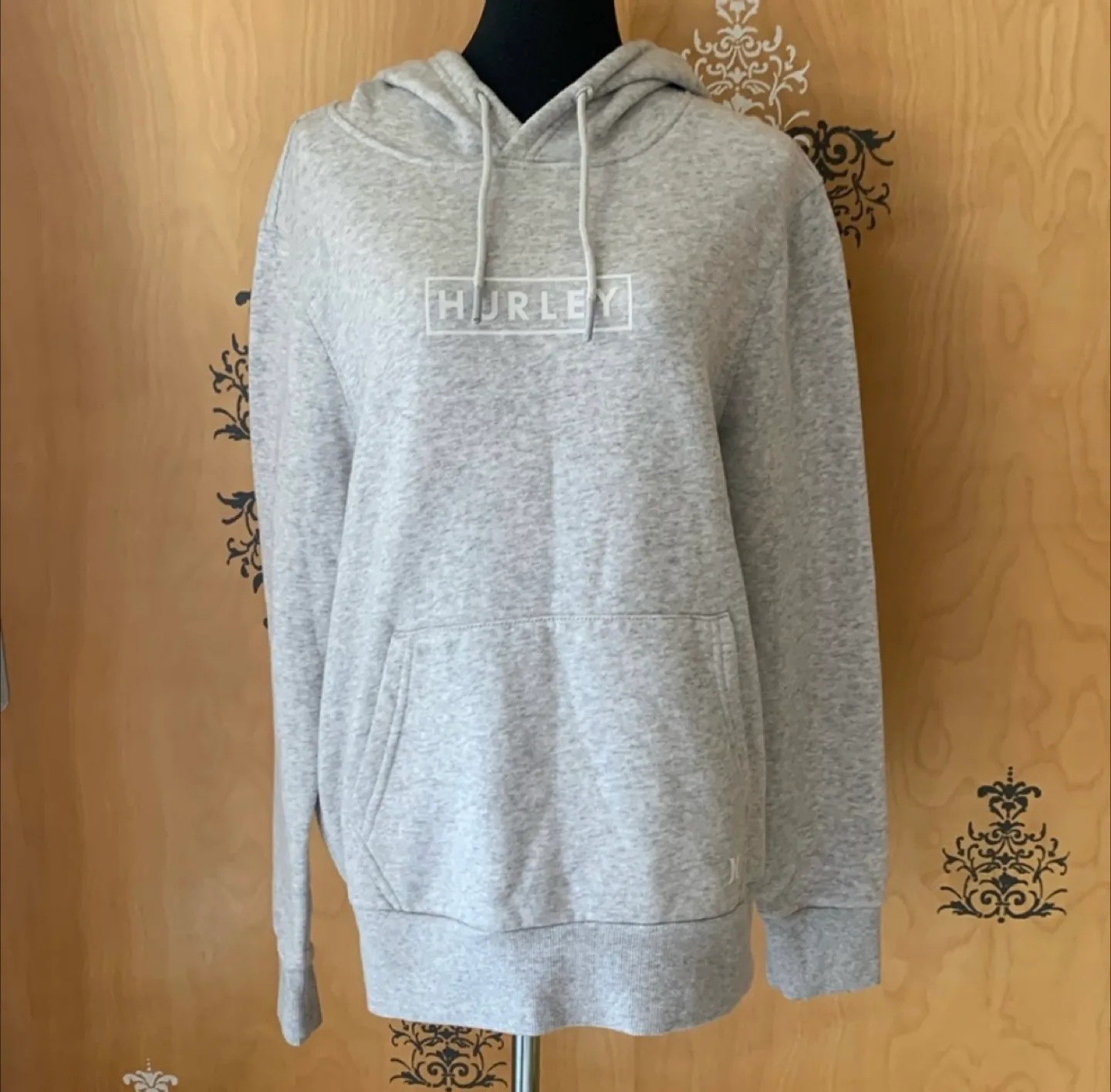 New Hurley Essential Pullover Fleece Hoodie Grey S/M thumbnail