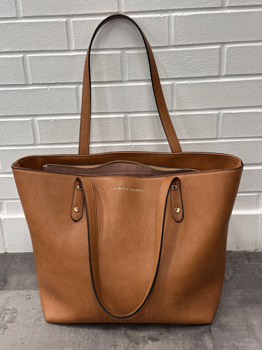 Poppy & Peonies Brown Tote Bag