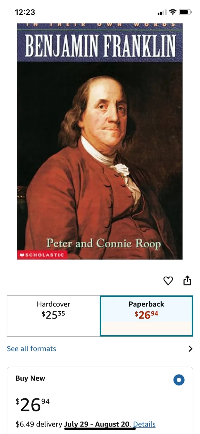 Benjamin Franklin by Peter and Connie Roop thumbnail