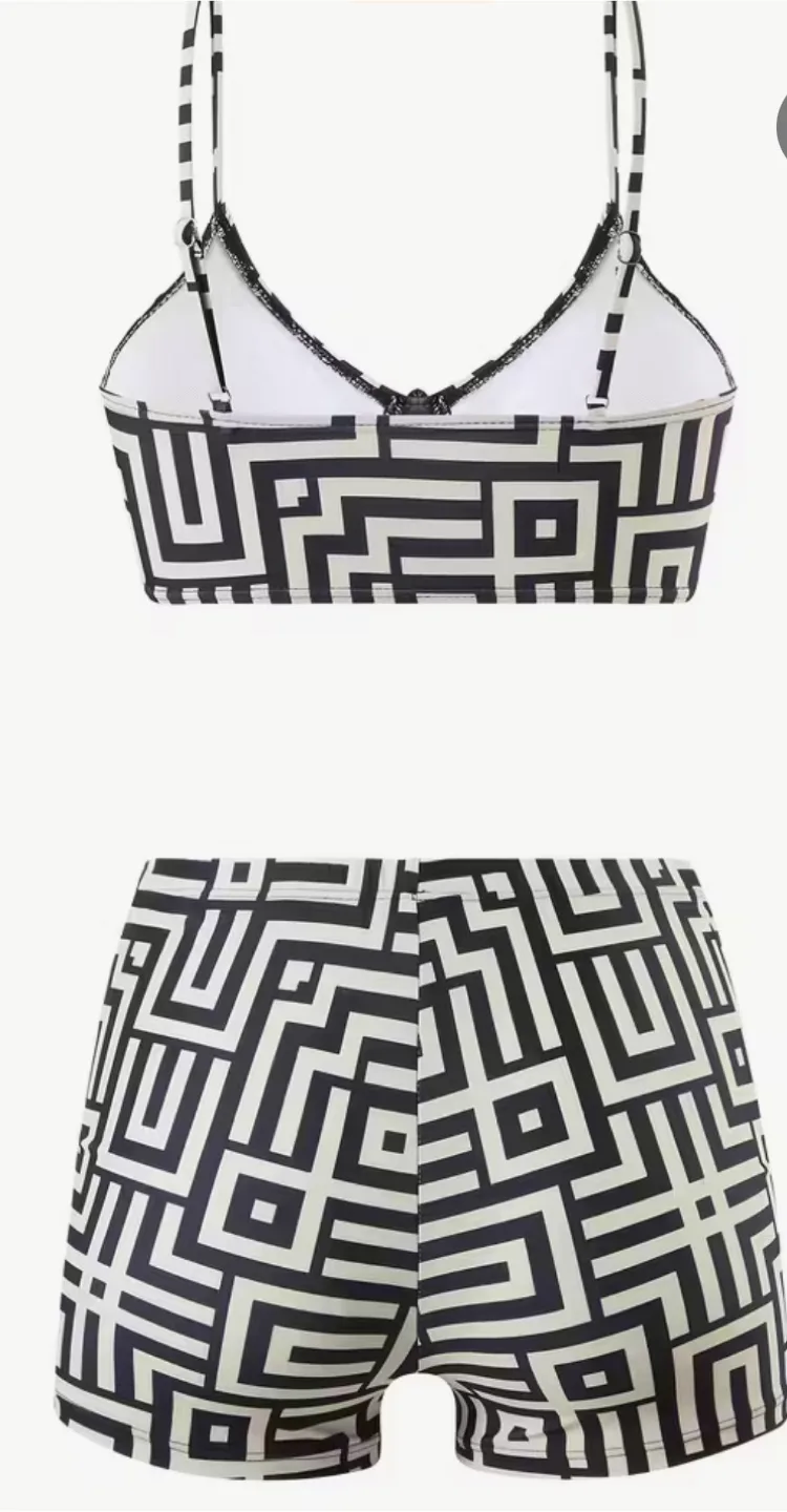 Brand NEW Swimwear Set Black and White Pattern, Size L fits M-L image indicator(2)