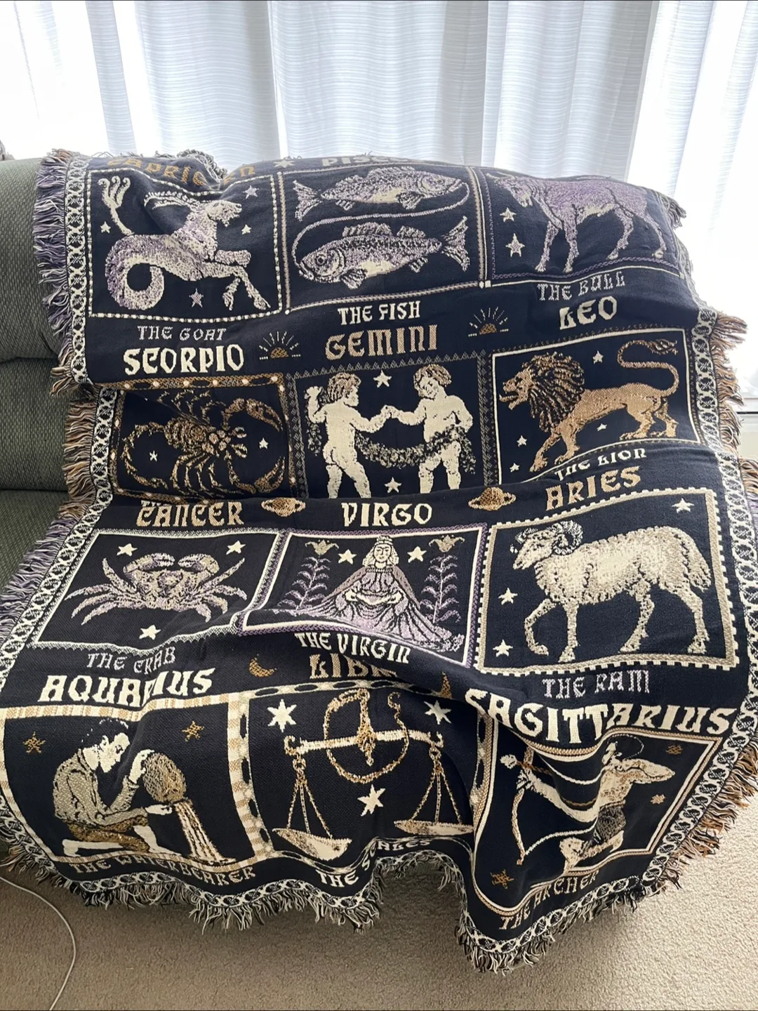Zodiac Sign cotton Throw Blanket thumbnail