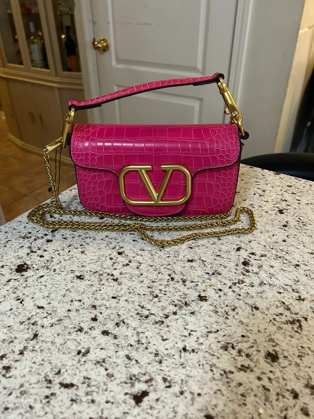 Valentino Pink Leather Shoulder Bag thumbnail