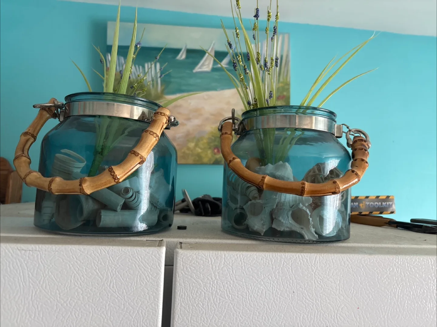 ❤️Decorative Glass Jars with Bamboo Handles thumbnail