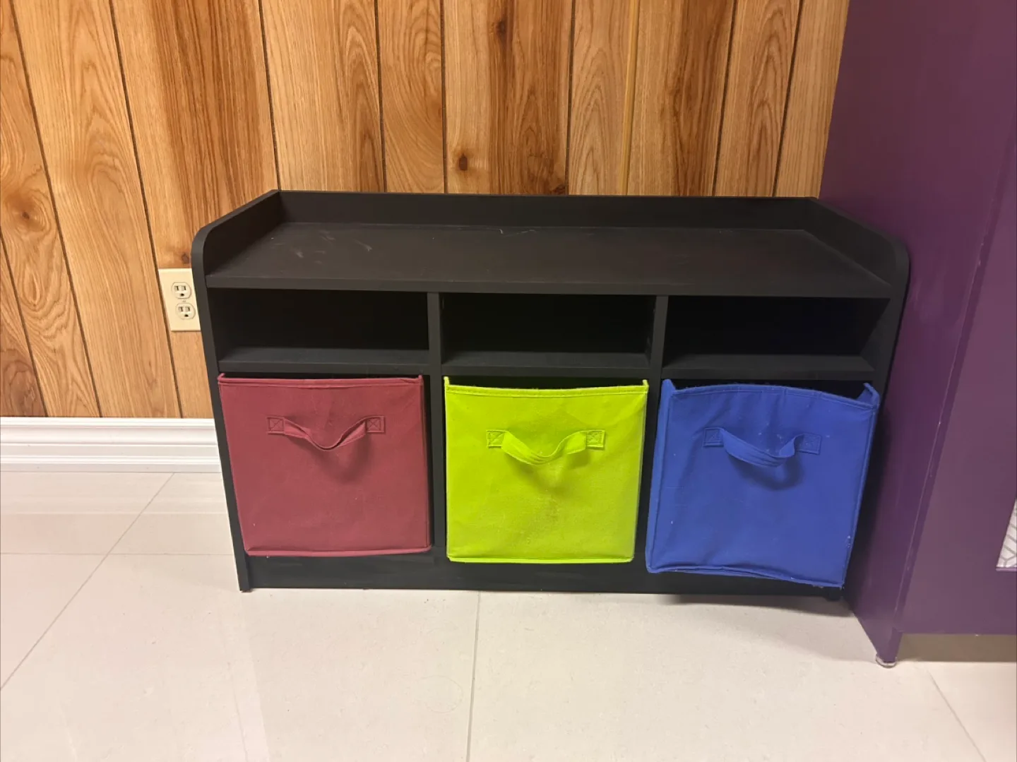 Black Storage Unit with 3 Bins thumbnail