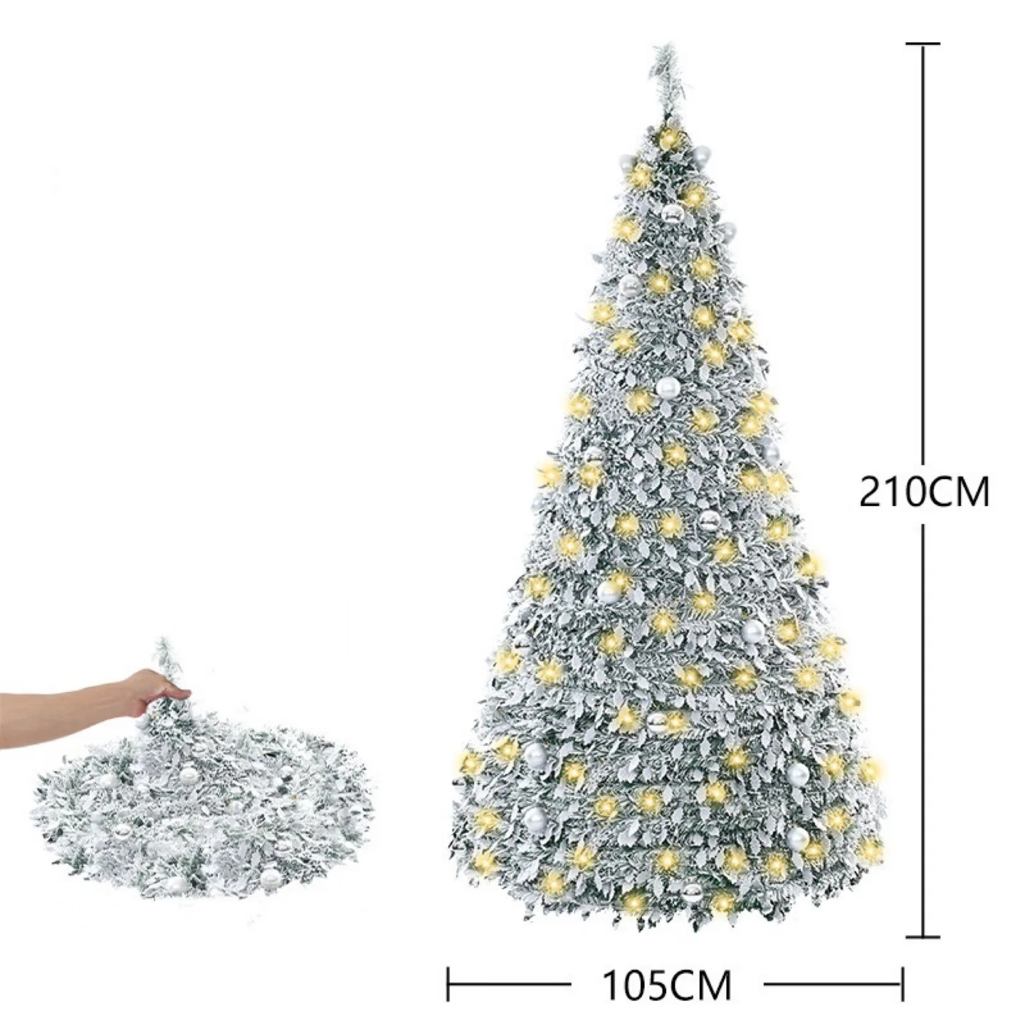 2.1M Pre-Lit Flocked Christmas Tree with Ornaments thumbnail