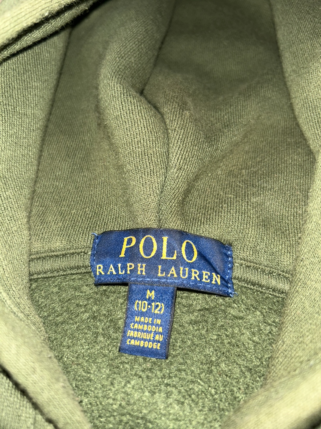 🧡 Polo Ralph Lauren Olive Green Hoodie - Size M (10-12) - photo 2