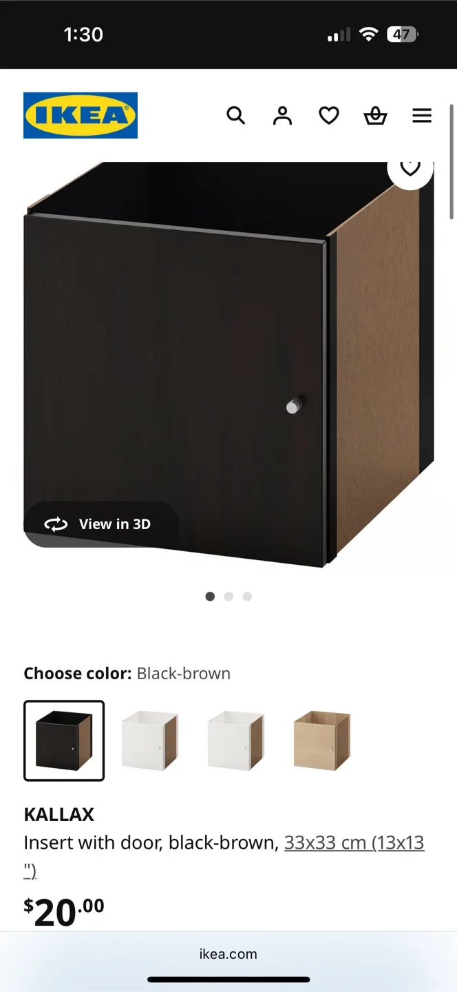 IKEA Kallax Insert with Door - Black-Brown thumbnail