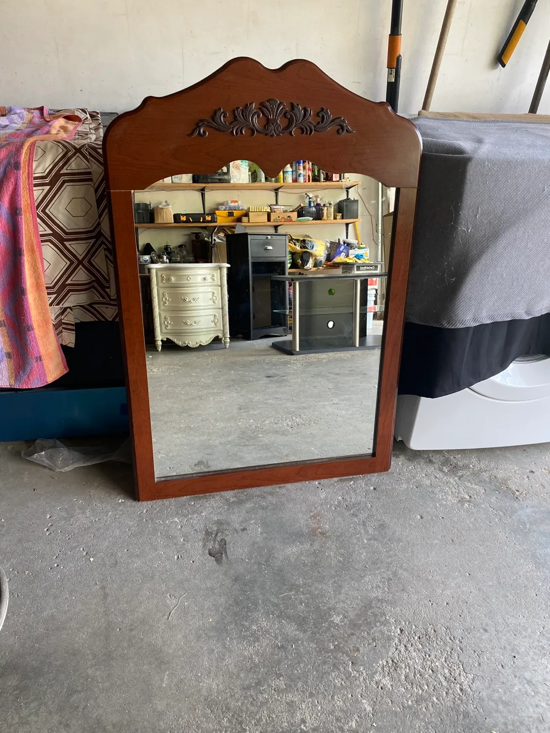 Ornate Wood Framed Vintage Mirror thumbnail