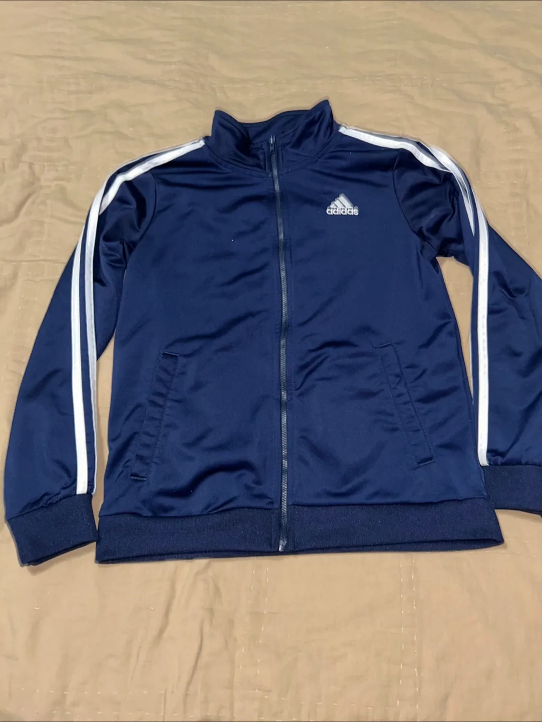 🧡 Adidas Track Jacket Size 10/12 Blue thumbnail