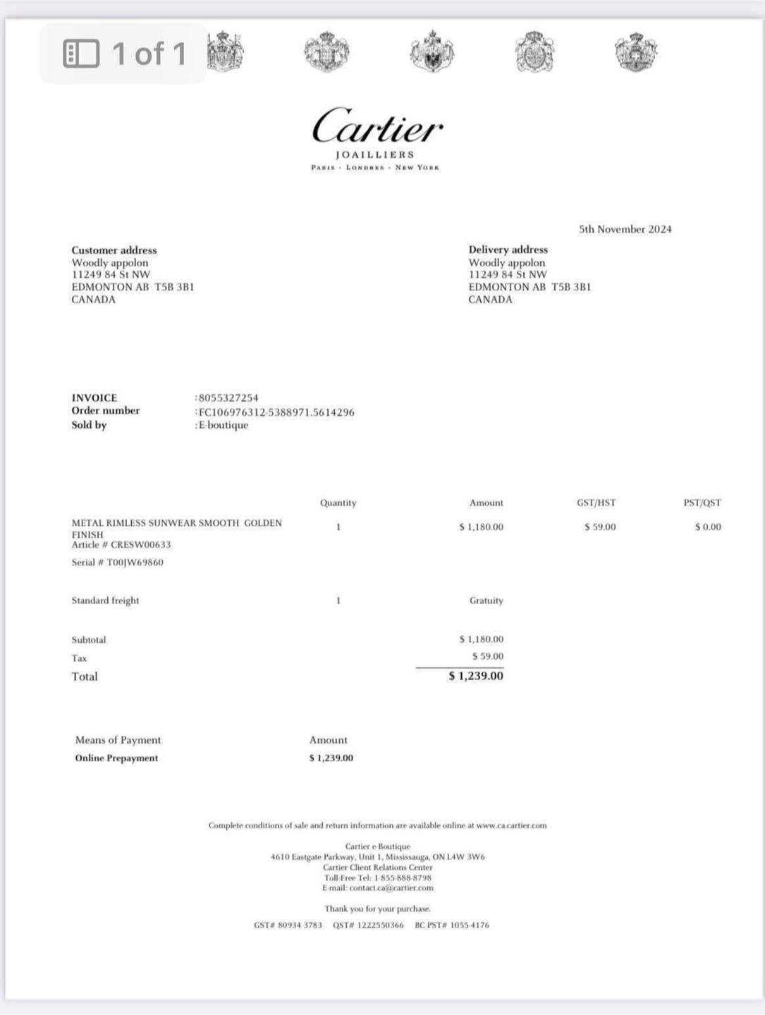 Cartier Metal Rimless Sunglasses Smooth Golden Finish - photo 4
