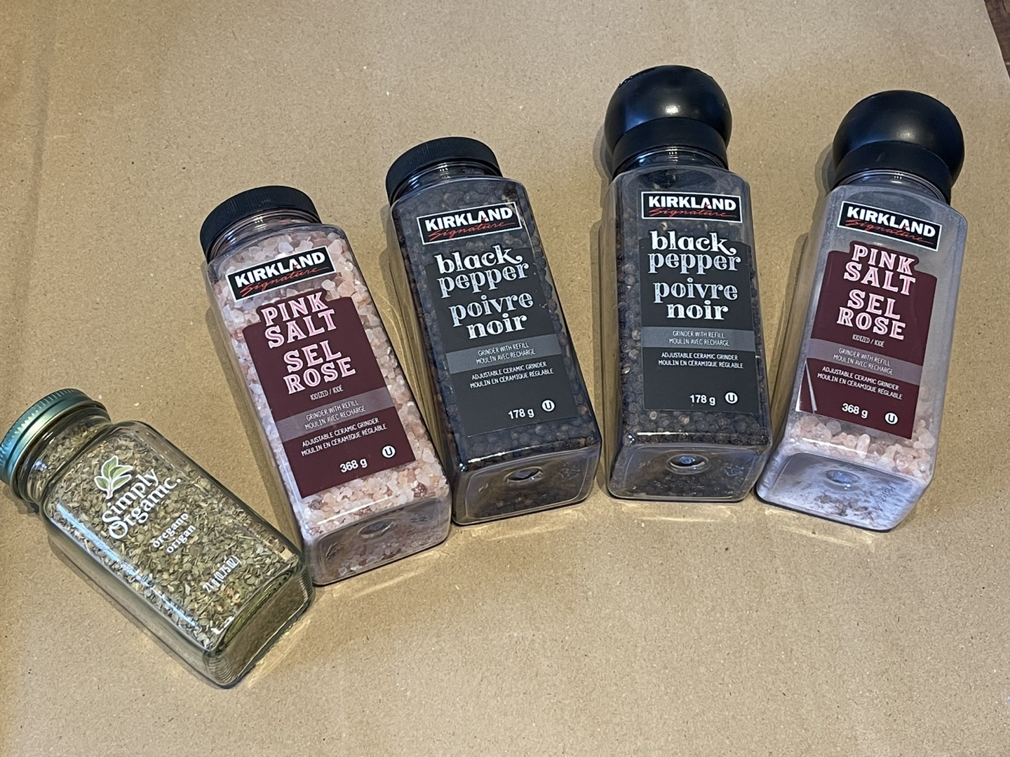 （5 items）Kirkland Black Pepper & Pink Salt Grinders