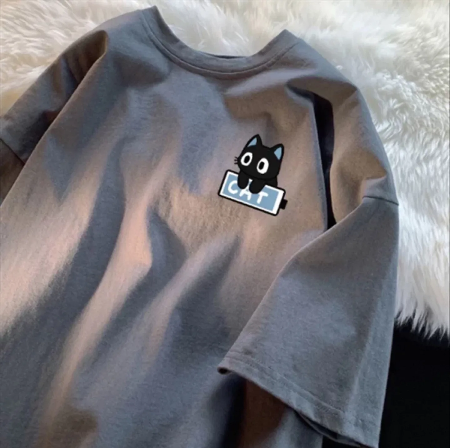 Cat Graphic Tee - Grey (M) and white (XL) thumbnail