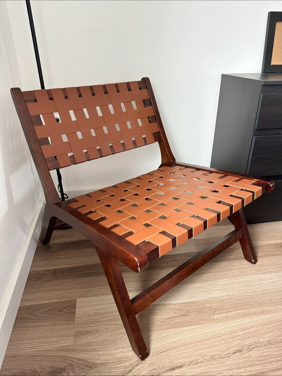 Brown Woven Leather Accent Chair x2 thumbnail